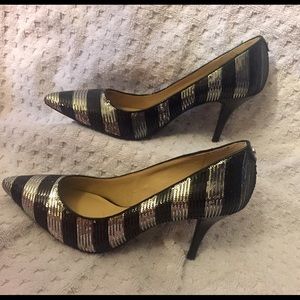 Michael Kora black & silver sequin heels